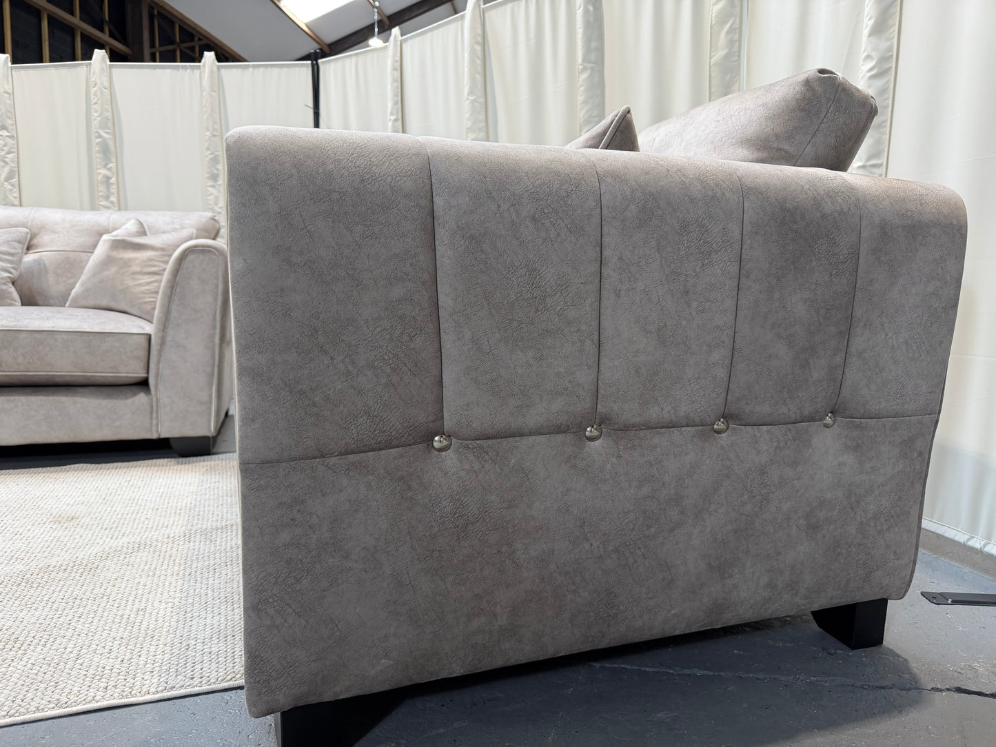 Furniture village Mariah two and three seater with matching storage footstall Dapple cream