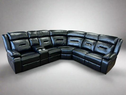 Novie Recliner Sofa Black Large Corner