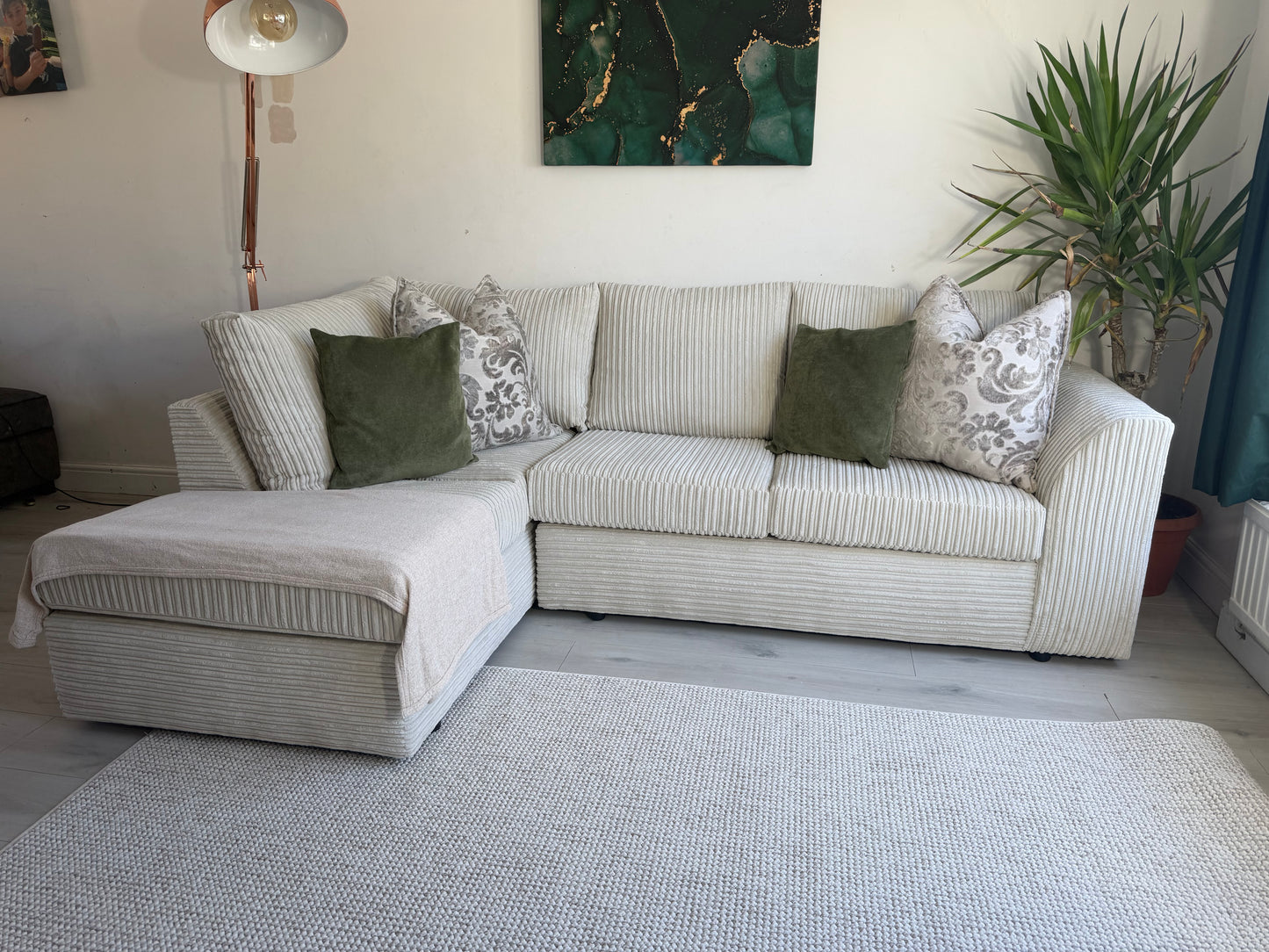 Corded Cream corner sofa