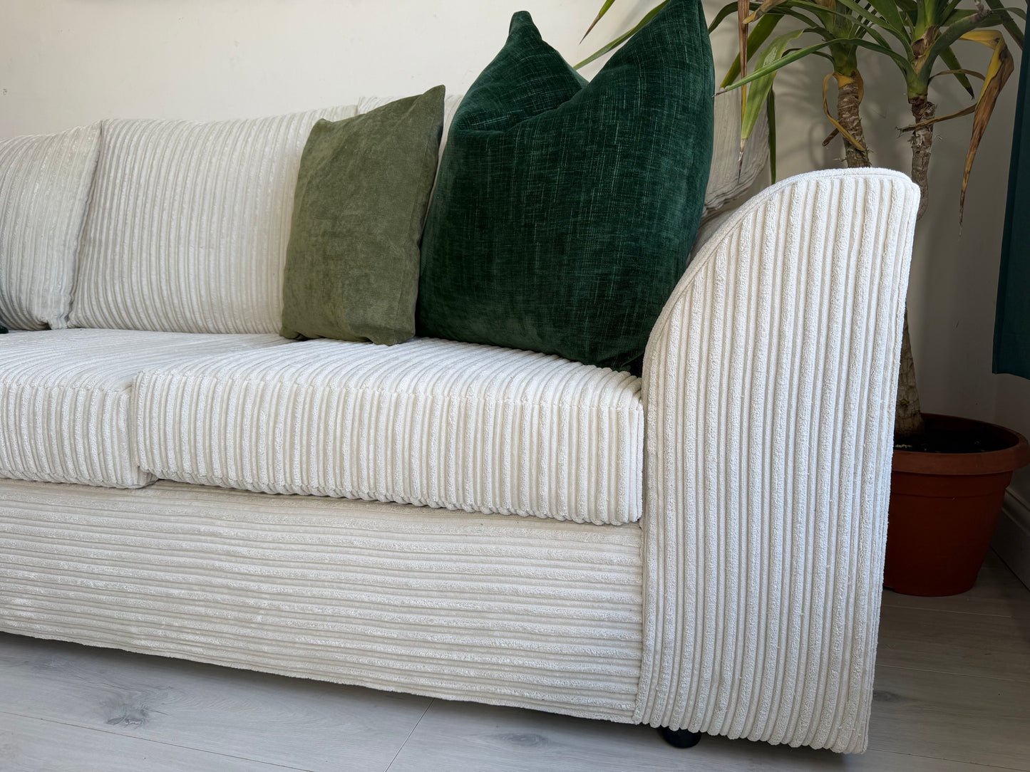 Corded Cream corner sofa
