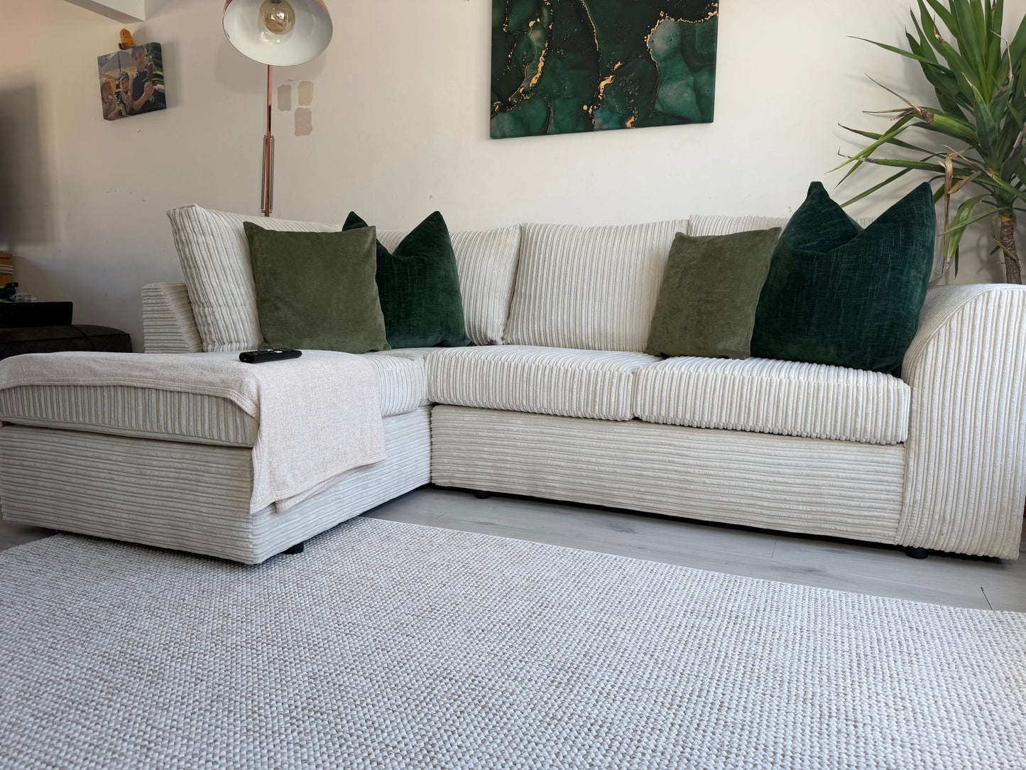Corded Cream corner sofa