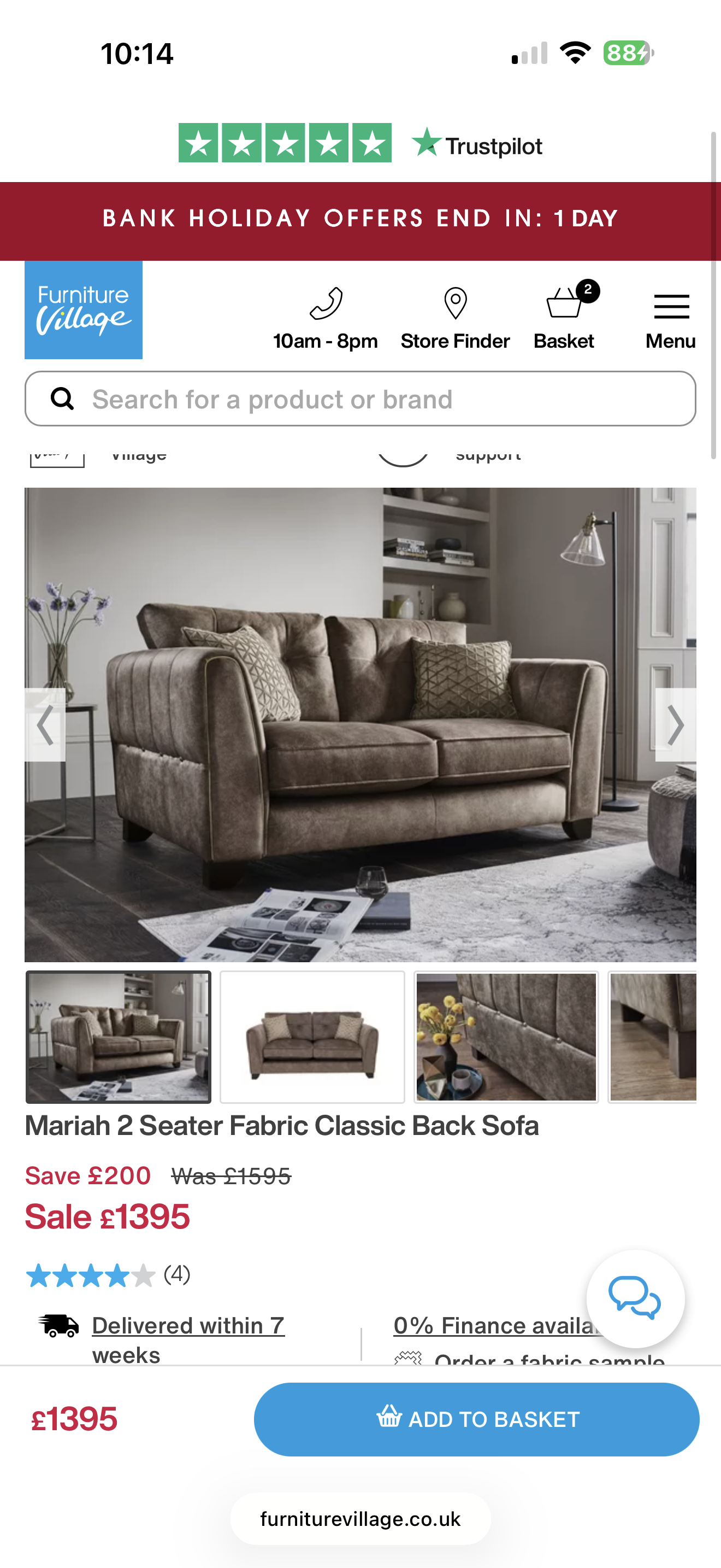 Furniture Village Mariah Two and Three seater sofa set with matching footstall (Dapple Chocolate)