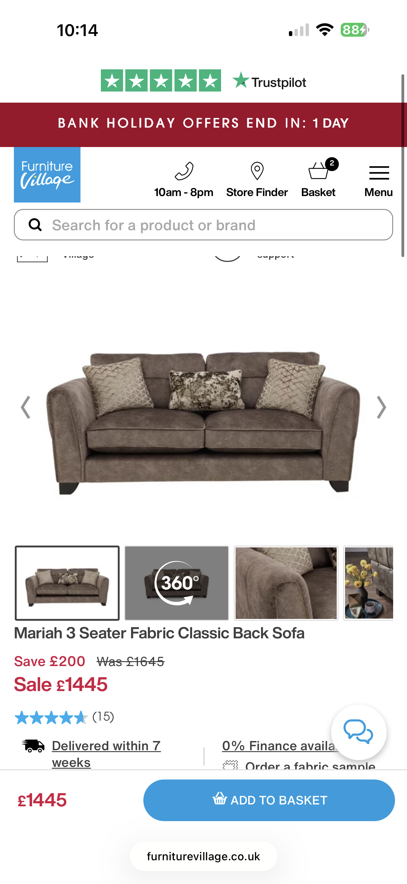 Furniture Village Mariah Two and Three seater sofa set with matching footstall (Dapple Chocolate)