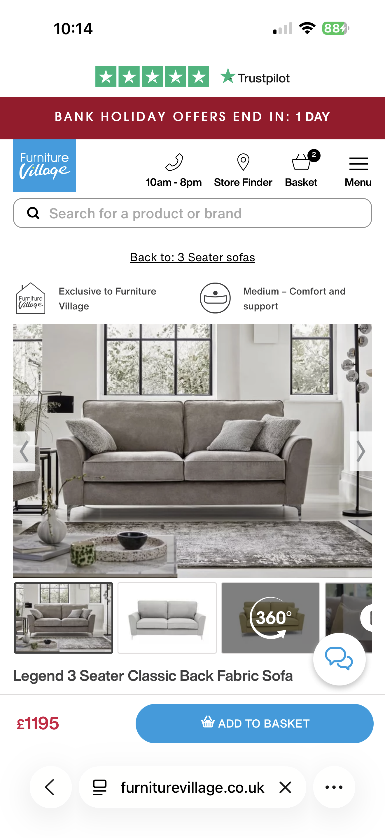 Furniture village Legend two and three seater and matching footstall Kingston Silver with matching footstall