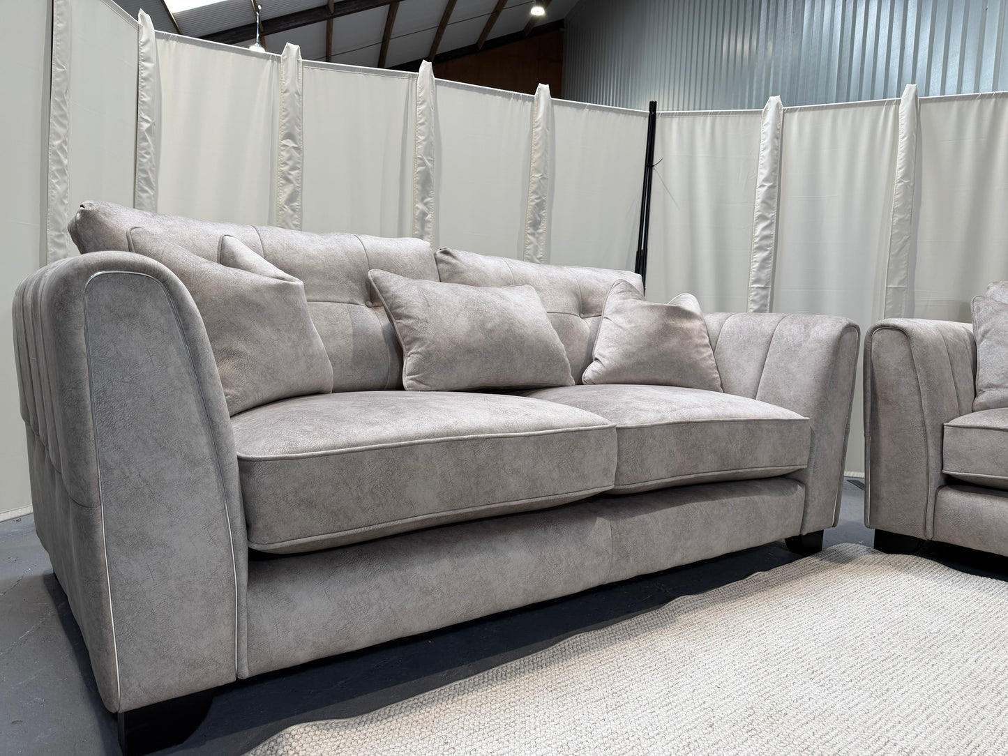 Furniture village Mariah two and three seater with matching storage footstall Dapple cream
