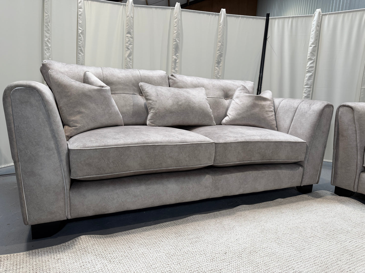 Furniture village Mariah two and three seater with matching storage footstall Dapple cream