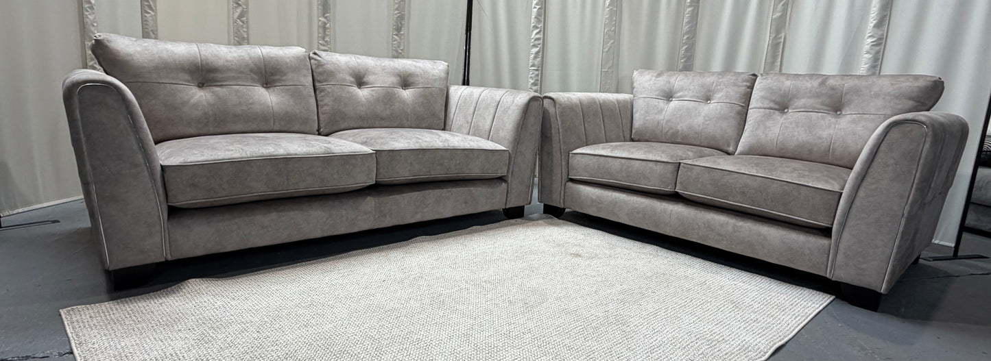 Furniture village Mariah two and three seater with matching storage footstall Dapple cream