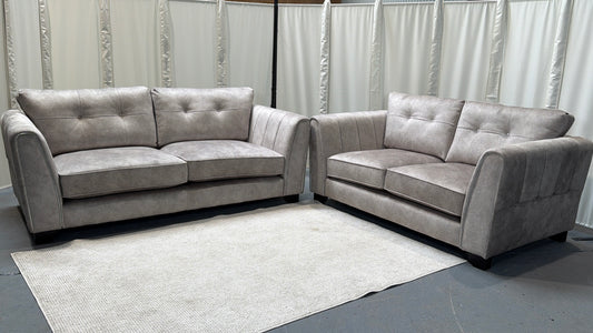 Furniture village Mariah two and three seater with matching storage footstall Dapple cream