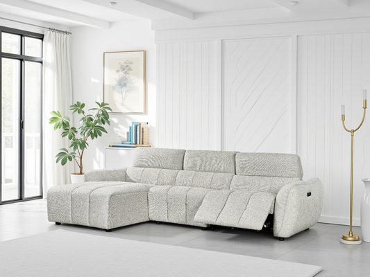 Turin Electric Recliner Sofa Silver Left Hand
